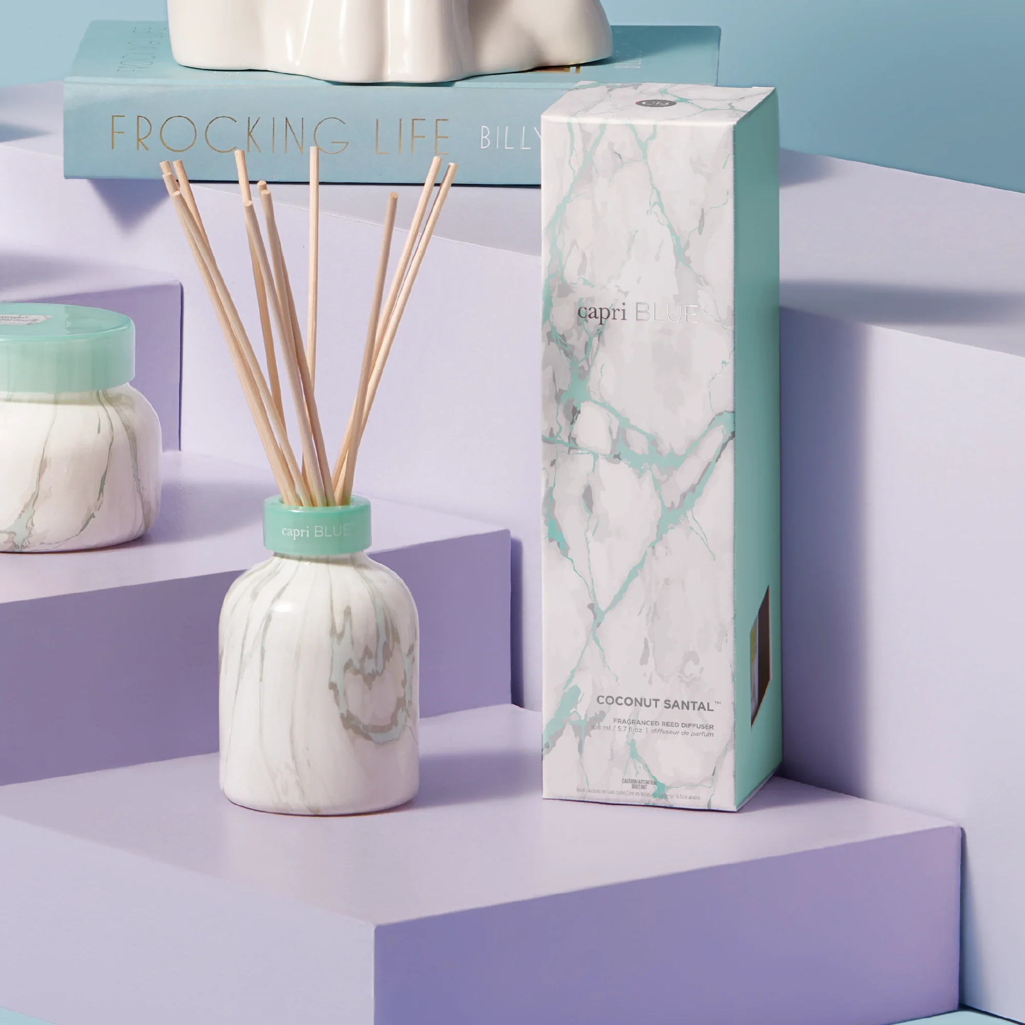 Coconut Santal Modern Marble Petite Reed Diffuser - Image 3