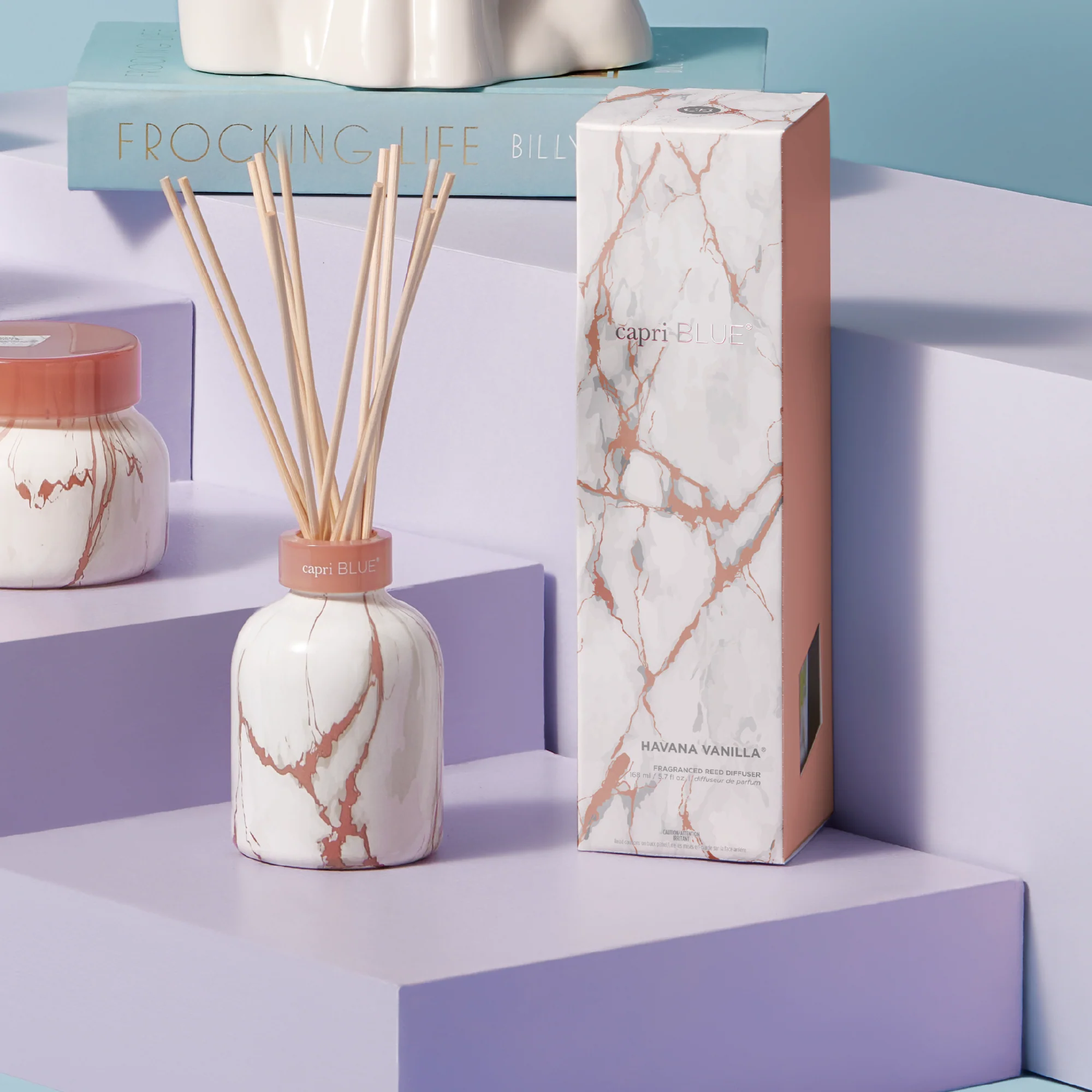 Havana Vanilla Modern Marble Petite Reed Diffuser - Image 3
