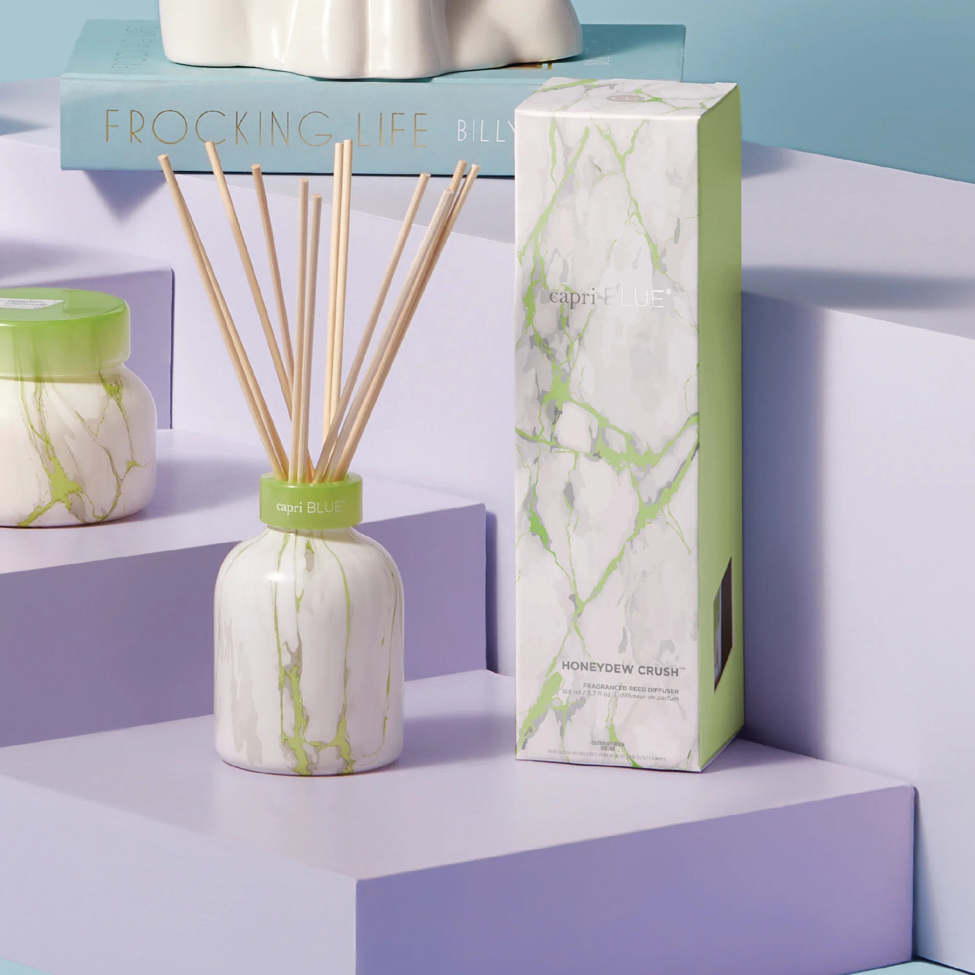 Honeydew Crush Modern Marble Petite Reed Diffuser - Image 3